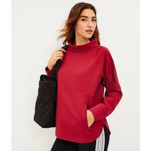 Lou & Grey Burgundy Mock Neck Kangaroo Pocket Athletic Sweatshirt